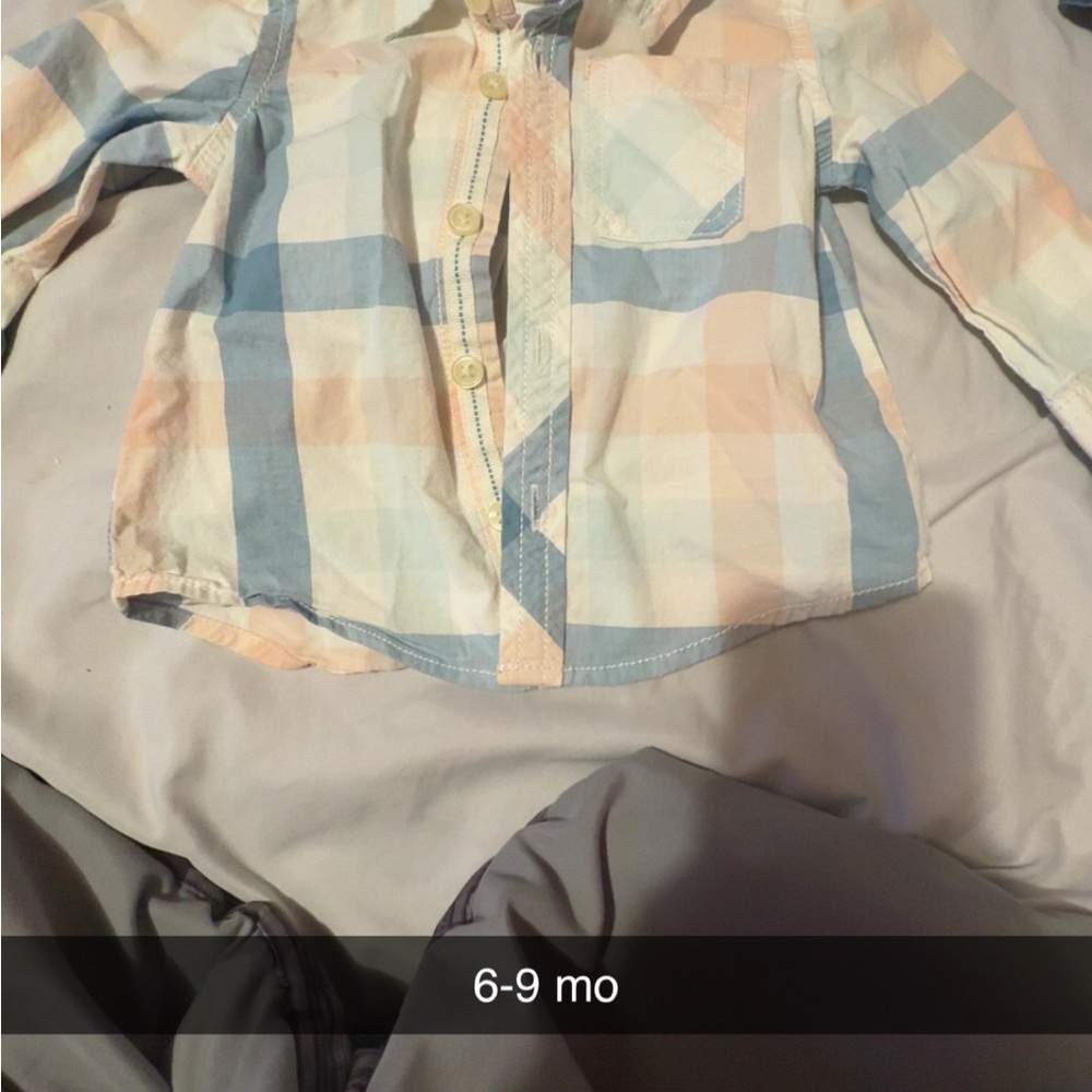 Plaid Kids Shirt in Blue and Cream